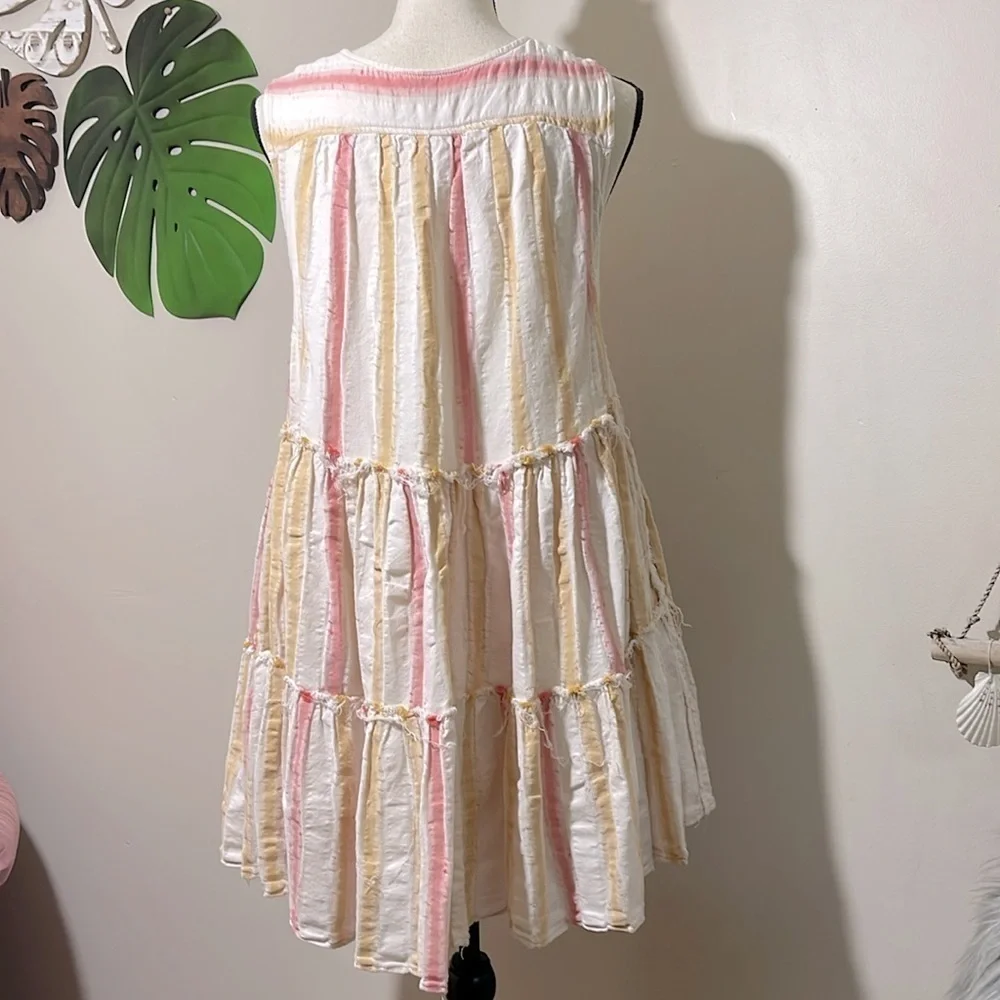 Free People Do It Again Mini Dress in Orange Combo COTTON Sz. XS